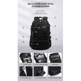 NAVIFORCE B6806 Fashion Business Backpacks Men Style High Quality PU Waterproof Travel Bag - Gray, 4 image