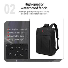 NAVIFORCE B6809 Fashion Casual Men's Backpacks Large Capacity Business Travel USB Charging Bag - Black, 4 image