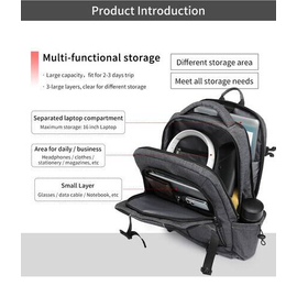 NAVIFORCE B6808 Fashion Casual Men's Backpacks Large Capacity Business Travel USB Charging Bag - Gray, 4 image