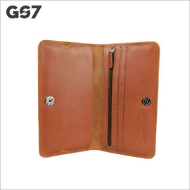 GS7 Slim Brown Leather Long Wallet, 3 image
