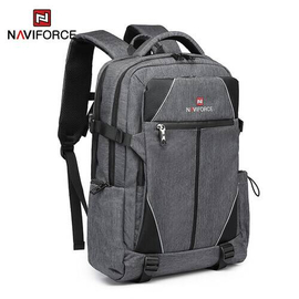 NAVIFORCE B6808 Fashion Casual Men's Backpacks Large Capacity Business Travel USB Charging Bag - Gray, 2 image