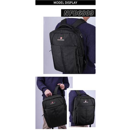 NAVIFORCE B6809 Fashion Casual Men's Backpacks Large Capacity Business Travel USB Charging Bag - Black, 9 image