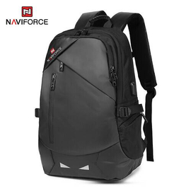 NAVIFORCE B6807 Quality Nylon Waterproof Travel Backpacks Fashion Multifunction Large Capacity and USB - Black