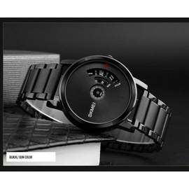 SKMEI 1260 Black Stainless Steel Analog Watch For Men - Gun Black, 3 image
