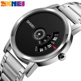 SKMEI 1260 Silver Stainless Steel Analog Watch For Men - Black & Silver, 3 image