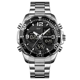 SKMEI 1649 Silver Stainless Steel Dual Time Sport Watch For Men - Silver