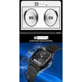 SKMEI 1604 Black PU Dual Time Sport Watch For Unisex - Black, 7 image