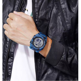 SKMEI 1576 Navy Blue Camouflage PU Digital Watch For Unisex - Navy Blue Camouflage, 4 image