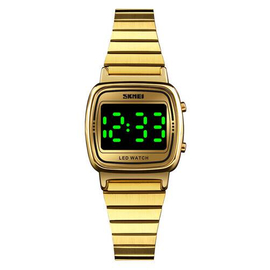 SKMEI 1543 Golden Stainless Steel LED Digital Watch For Women - Golden