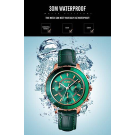 SKMEI 1704 Green PU Leather Analog Luxury Watch For Women - RoseGold & Green, 4 image