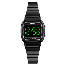 SKMEI 1543 Black Stainless Steel LED Digital Watch For Women - Black