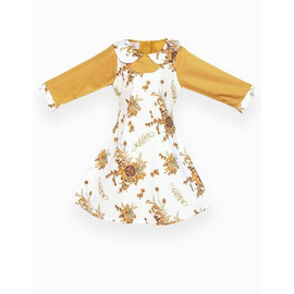 White & Yellow Colour Tunic Cotton Frock For Girls FL-111A, Baby Dress Size: 3-4 years