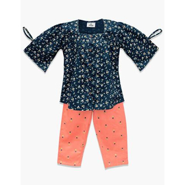 Black Print & Orange Colour Pant Tops For Girls DPT-021, Baby Dress Size: 9-12 months