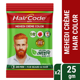 HairCode Egypt Mehedi Crème color (Hair + Beard) Pack of 2 (25gmX 2)