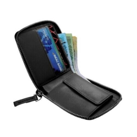Black Zippered Bi-Fold Slim Wallet SB-W55, 4 image