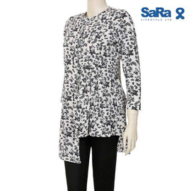 SaRa Ladies Casual Shirt (WCS12FA-WHITE & NAVY PRINT), 3 image
