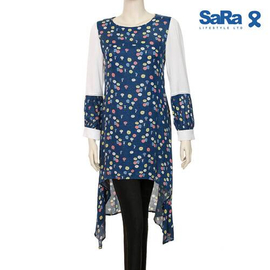 SaRa LADIES MID LENGTH KURTI (WKU12FDC-Navy Printed)