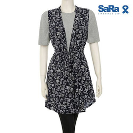 SaRa Ladies Shrug (NWS05A-Navy with Floral print)