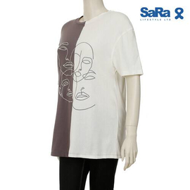 SaRa Ladies T-Shirt (SRK22B-WHITE & GREY), 2 image