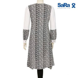 SaRa LADIES MID LENGTH KURTI (WKU12FDA-Black & white print), 2 image