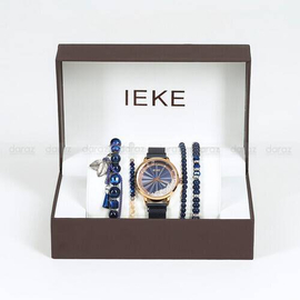 IEKE 88063 Classic Royal Blue Mesh Stainless Steel Analog Watch For Women - RoseGold & Royal Blue
