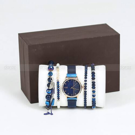 IEKE 88046 Elegant Royal Blue Mesh Stainless Steel Analog Watch For Women - RoseGold & Royal Blue, 2 image
