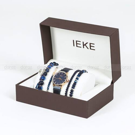 IEKE 88046 Standard Royal Blue Mesh Stainless Steel Analog Watch For Women - RoseGold & Royal Blue, 3 image