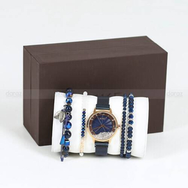 IEKE 88063 Classic Royal Blue Mesh Stainless Steel Analog Watch For Women - RoseGold & Royal Blue, 2 image