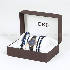 IEKE 88055 Classic Royal Blue Mesh Stainless Steel Analog Watch For Women - RoseGold & Royal Blue, 3 image