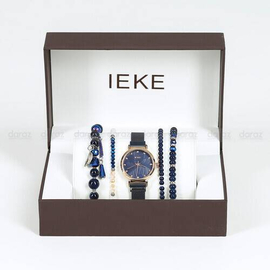 IEKE 88055 Classic Royal Blue Mesh Stainless Steel Analog Watch For Women - RoseGold & Royal Blue