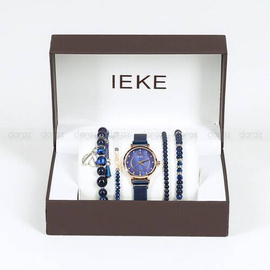 IEKE 88055 Standard Royal Blue Mesh Stainless Steel Analog Watch For Women - RoseGold & Royal Blue