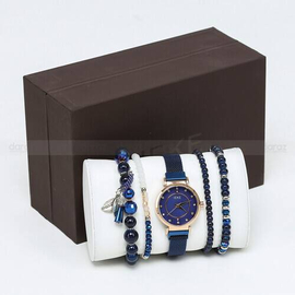 IEKE 88055 Standard Royal Blue Mesh Stainless Steel Analog Watch For Women - RoseGold & Royal Blue, 2 image