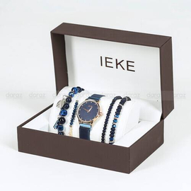 IEKE 88046 Classic Royal Blue Mesh Stainless Steel Analog Watch For Women - RoseGold & Royal Blue, 3 image