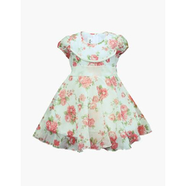 White Flower Print 100% Voil Cotton Shating (In Side) Slaap Cotton Frock For Girls, Baby Dress Size: 9-12 months