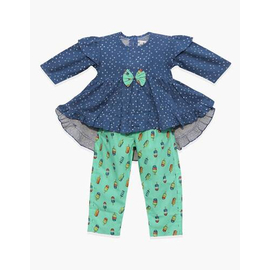 Royel Navy Blue Print & Paste Icecrem Print Cotton Pant Tops For Girls, Baby Dress Size: 9-12 months
