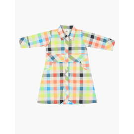 Multi Color Check Print Frock For Girls, Baby Dress Size: 9-12 months