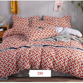 Red And Ash Cotton Bed Cover With Comforter