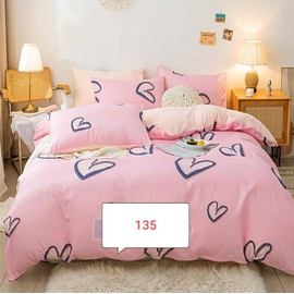 Pink Love Cotton Bed Cover