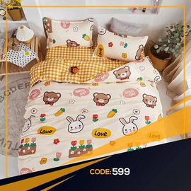 Cute Rabbits Bears Cotton Bed Cover With Comforter