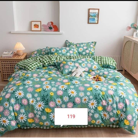 Green Floral Cotton Bed Cover With Comforter