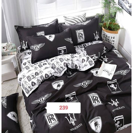 Black White Logo Cotton Bed Cover With Comforter