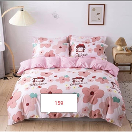Floral Pink with Babydoll Cotton Bed Cover With Comforter