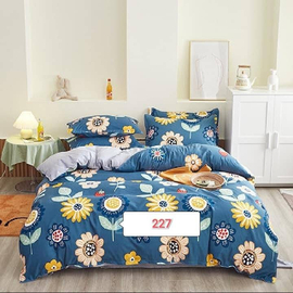 Flowers on Blue Cover Cotton Bed Cover