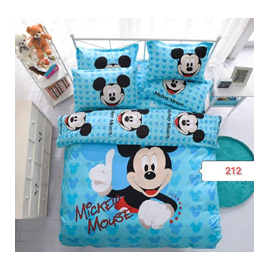 Blue Micky Mouse Cotton Bed Cover With Comforter