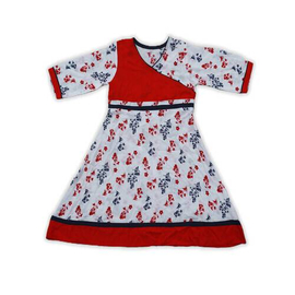 White and Red Print Salwar Kameez, Baby Dress Size: 9-12 months