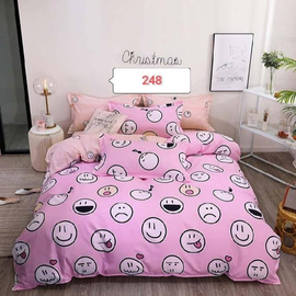 Pink Smiley Cotton Bed Cover