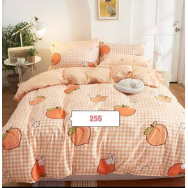 Peachy Peach Cotton Bed Cover With Comforter