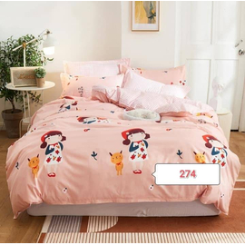 Girl with Cats Cotton Bed Cover