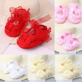 Infant Newborn Baby Girl Princess Non-Slip Lace Flower Shoes Baby Shoes, 4 image