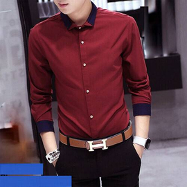 Maroon Color Casual Long Sleeve Shirt